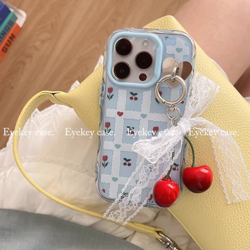 Set iPhone Floral Print Case Charm /