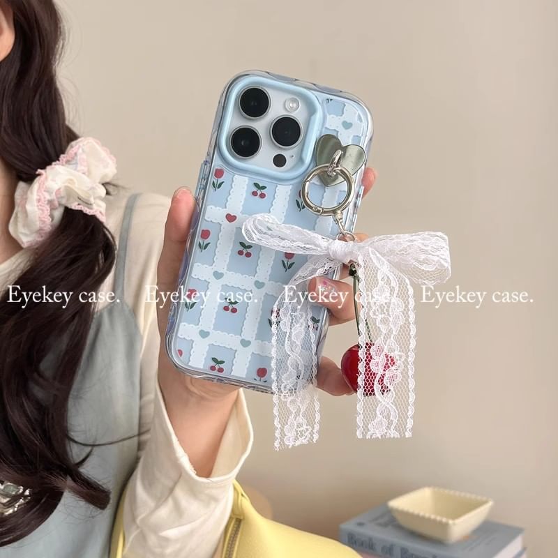 Set iPhone Floral Print Case Charm /