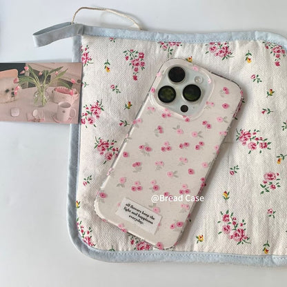 iPhone Set / Case Strap Floral Print Beaded