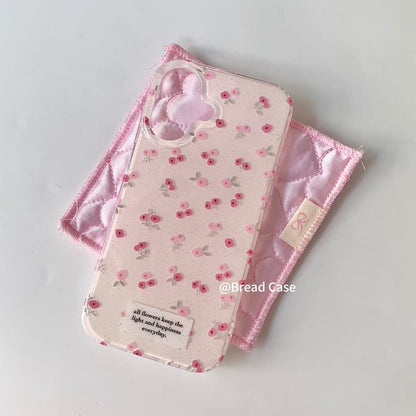 iPhone Set / Case Strap Floral Print Beaded