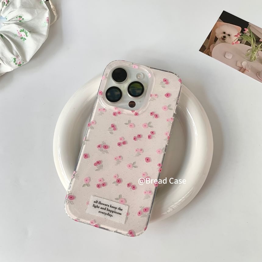 iPhone Set / Case Strap Floral Print Beaded