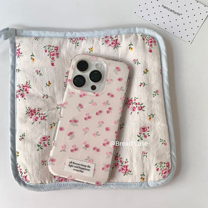 iPhone Set / Case Strap Floral Print Beaded