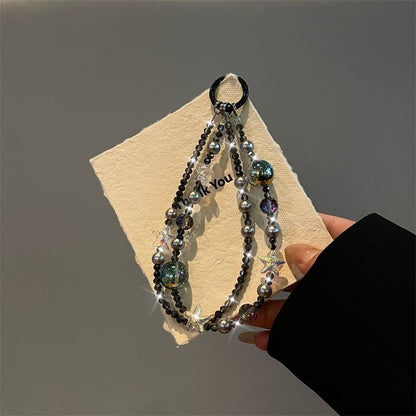 Star Faux Lanyard Pearl Phone