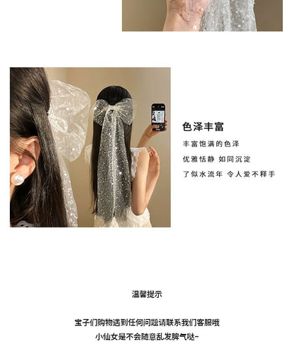 Bow Clip Lace Hair Sequined