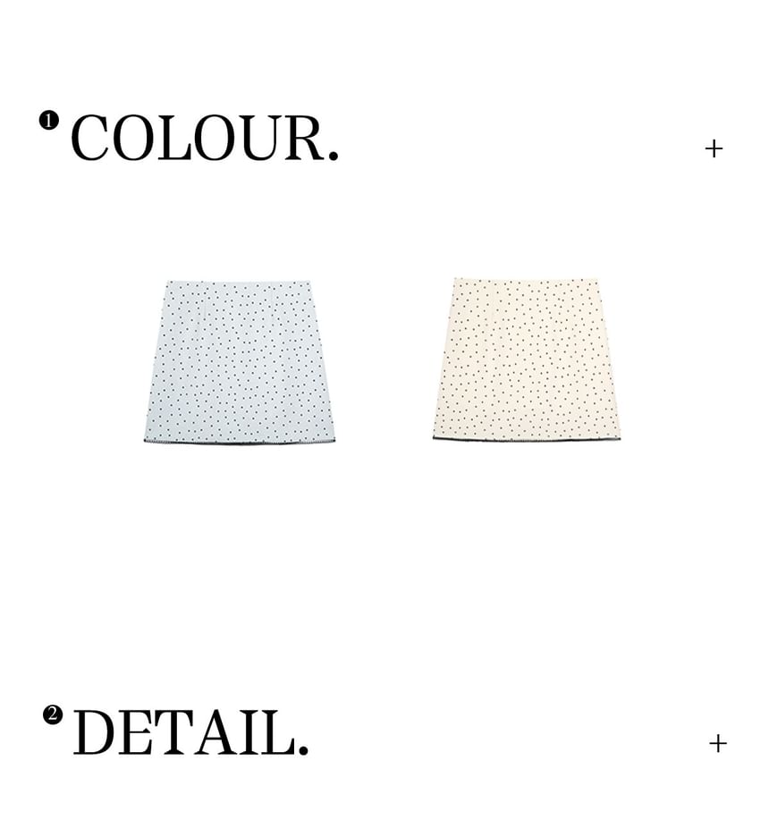 High Rise Dotted Contrast Lace Trim Mini A-Line Skirt