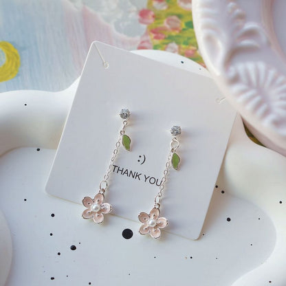 Set / Clip On Dangle Floral Earring