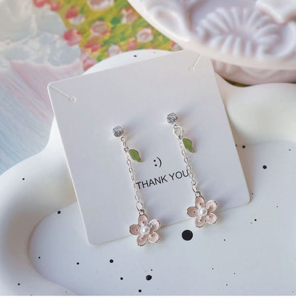 Set / Clip On Dangle Floral Earring
