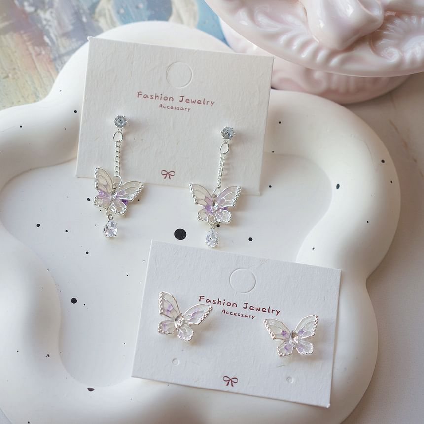 Butterfly Dangle Clip On Earring /