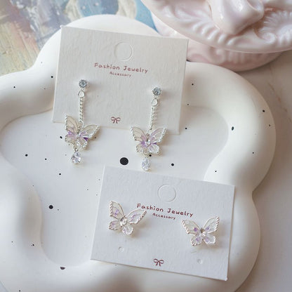Butterfly Dangle Clip On Earring /