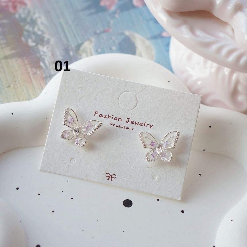 Butterfly Dangle Clip On Earring /