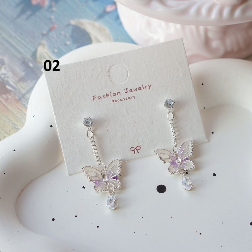 Butterfly Dangle Clip On Earring /