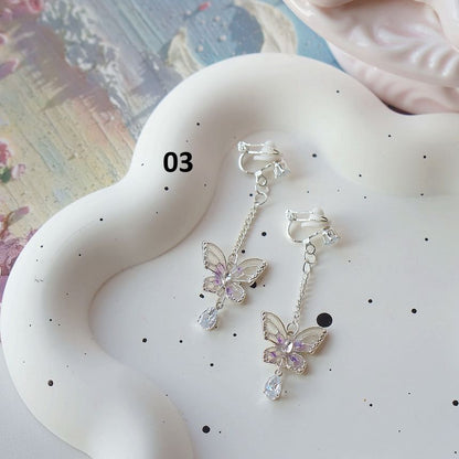 Butterfly Dangle Clip On Earring /