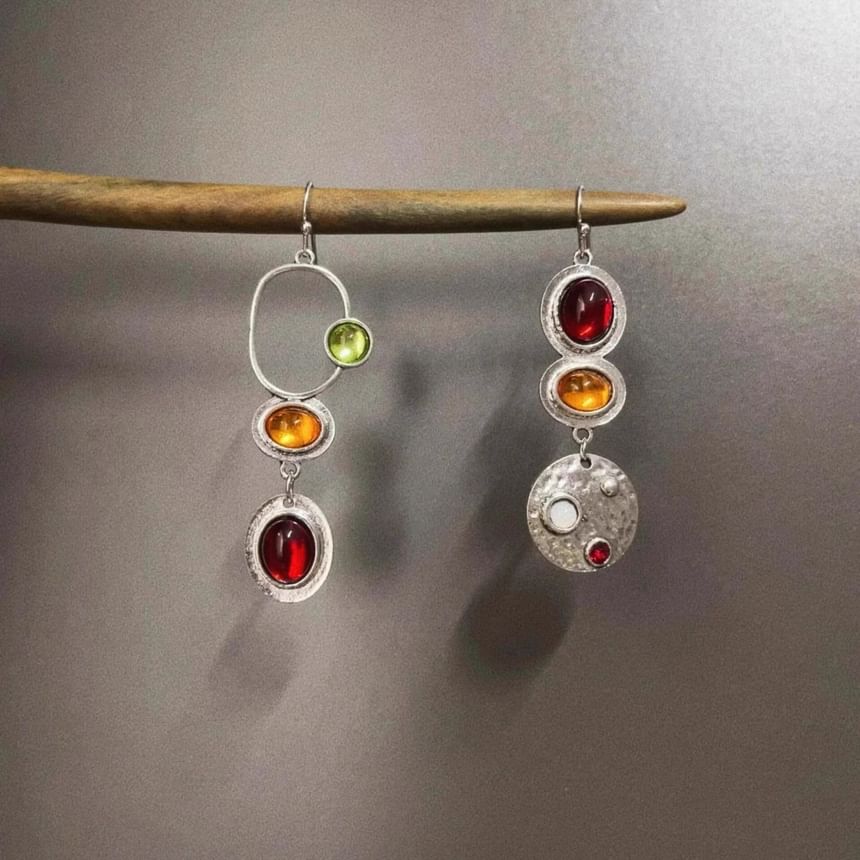 Earring Dangle Gemstone Asymmetrical