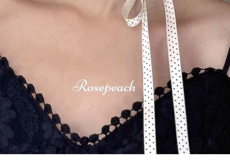 Ribbon Dotted Beaded Necklace