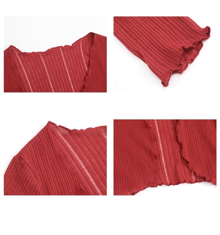 Spaghetti Strap Floral Print Maxi Dress / Plain Crop Cardigan