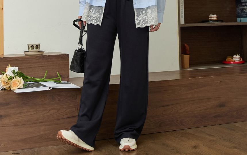 High Waist Plain Wide Leg Sweatpants