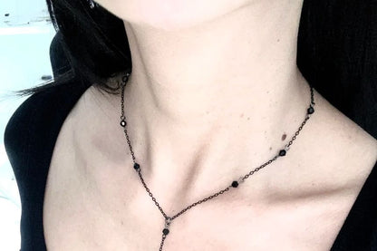 Necklace Faux Chain Crystal Station
