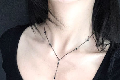 Necklace Faux Chain Crystal Station