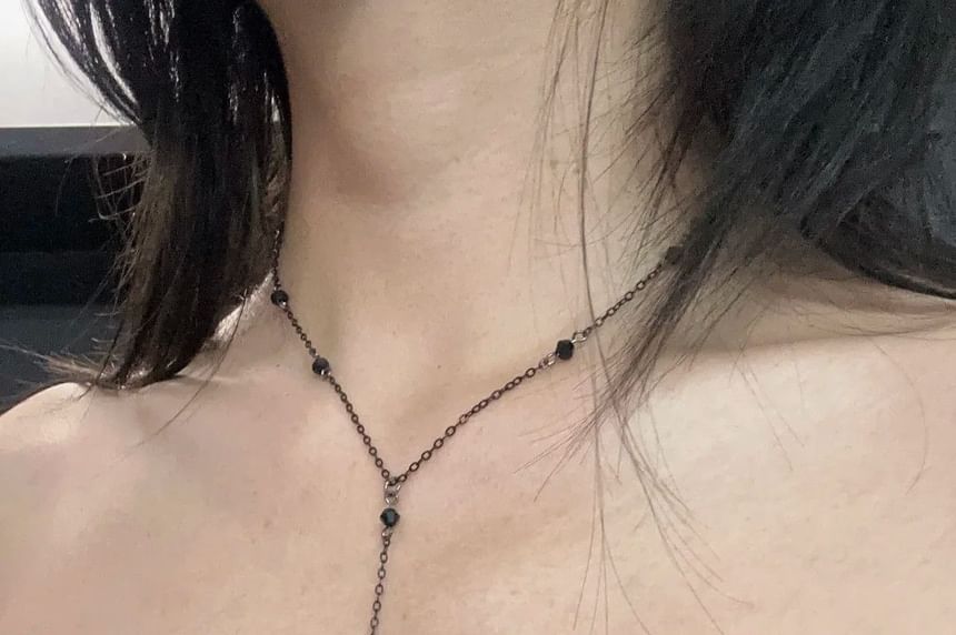 Necklace Faux Chain Crystal Station