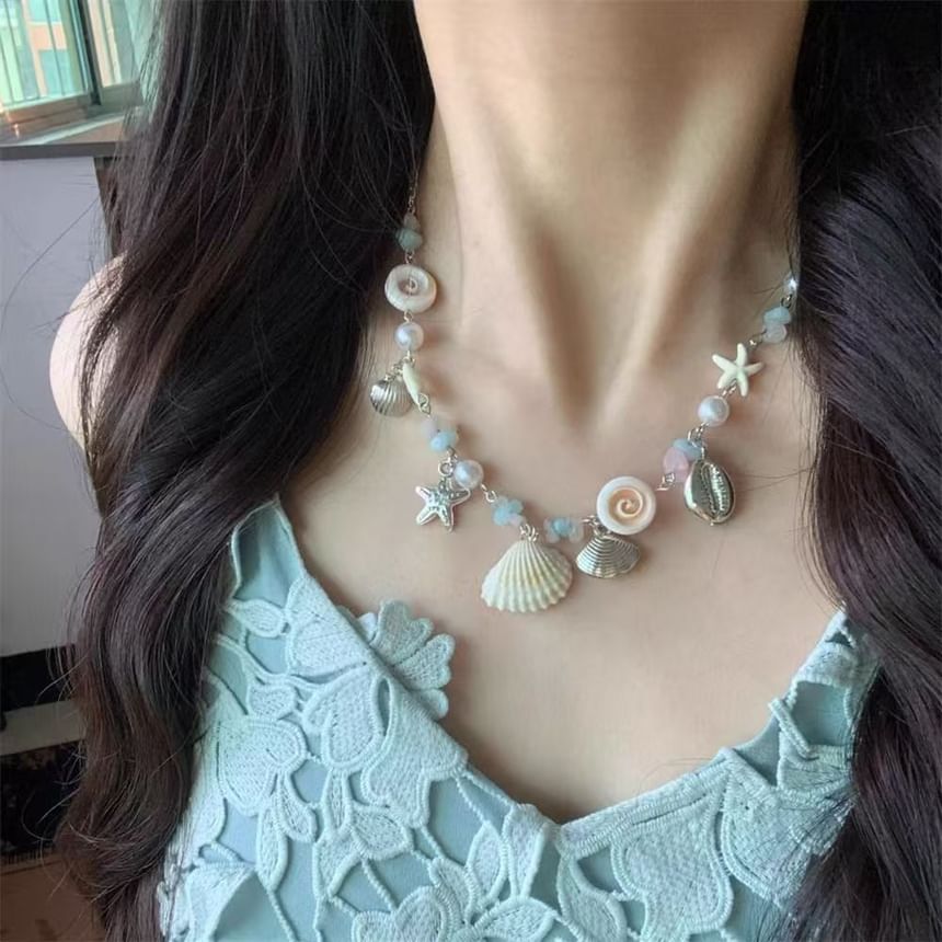 Necklace Faux Shell Starfish Pearl
