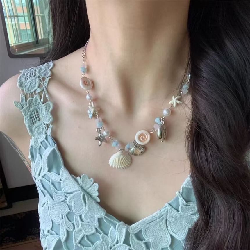 Necklace Faux Shell Starfish Pearl