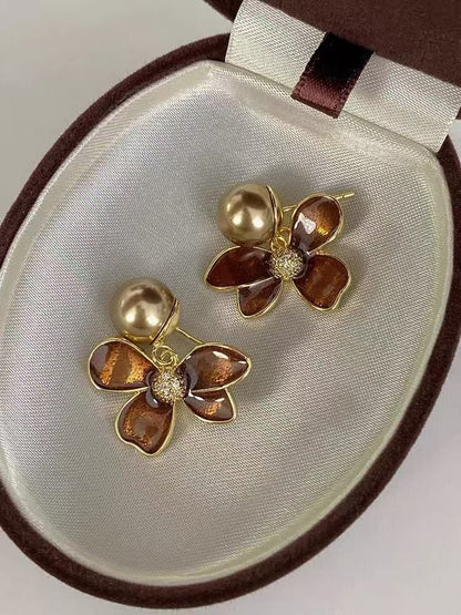 Glaze Drop Flower Earring