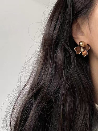 Glaze Drop Flower Earring
