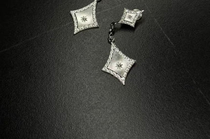 Clip-On Earring Rhinestone Rhombus Drop