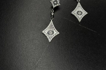 Clip-On Earring Rhinestone Rhombus Drop