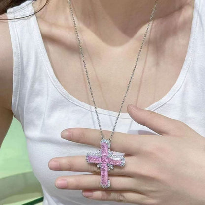 Necklace Rhinestone Cross Pendant