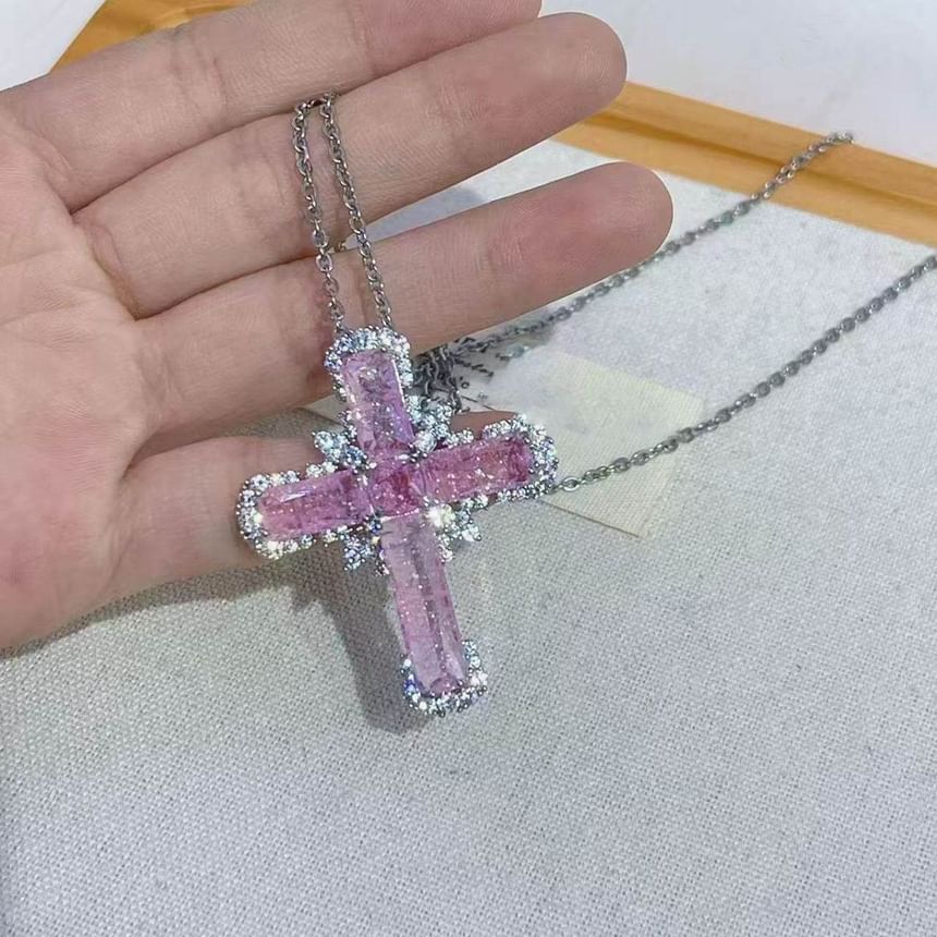 Necklace Rhinestone Cross Pendant