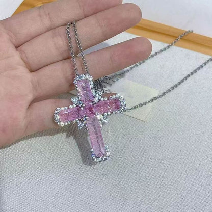 Necklace Rhinestone Cross Pendant
