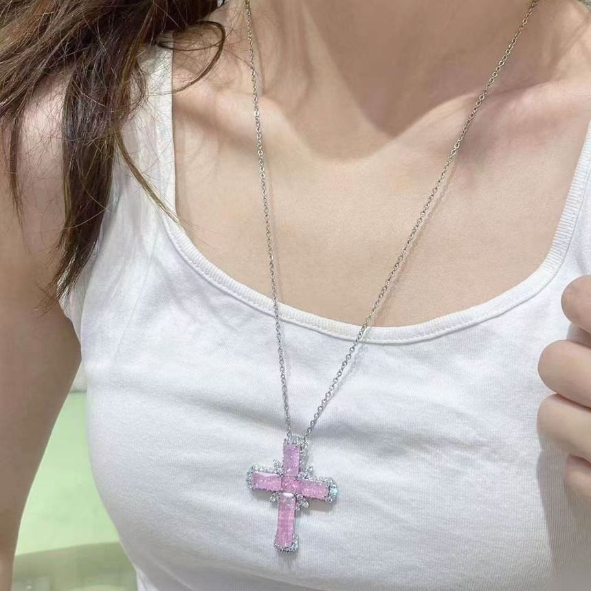 Necklace Rhinestone Cross Pendant