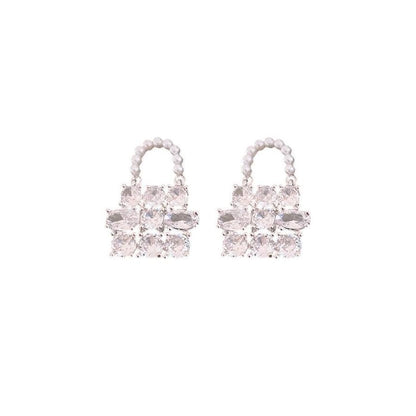 Handbag Drop Pearl Rhinestone Faux Earring