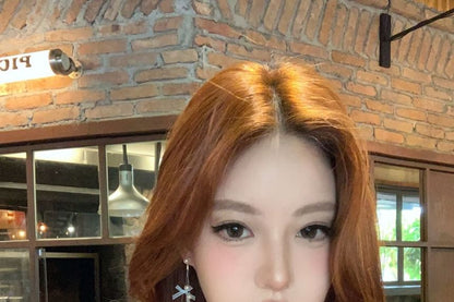 Drop Faux Pearl Bow Earring Fringed