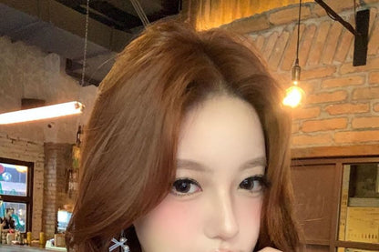 Drop Faux Pearl Bow Earring Fringed