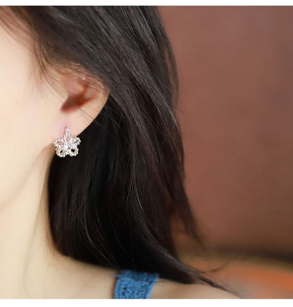 Earring Huggie Rhinestone Flower