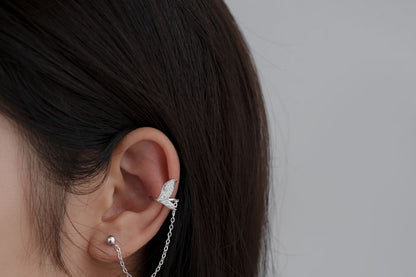 Silver Cuff Sterling Fish Ear 925 Tail Chain