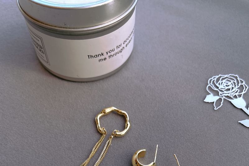 925 + Sterling Chain Cuff Silver Ear Earring Plain Set: Hoop