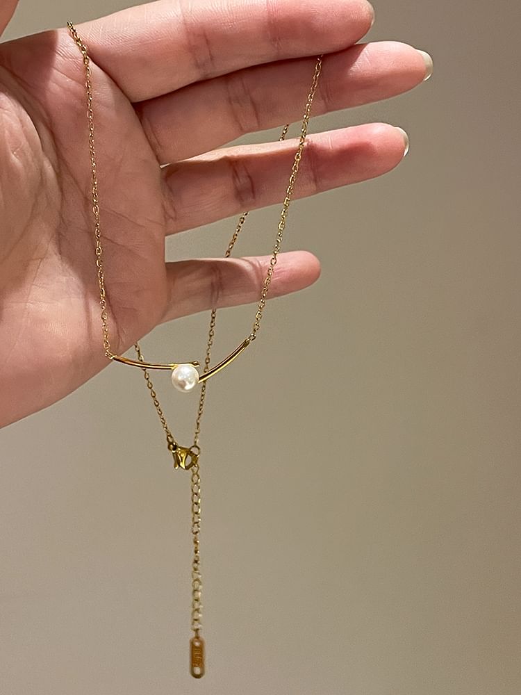 Faux Necklace Pearl Pendant