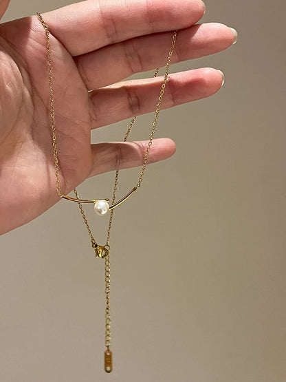 Faux Necklace Pearl Pendant