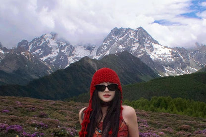 Collared Zip-Up Plain Jacket / Spaghetti Strap Plaid Midi A-Line Dress / High Rise Asymmetrical Layered Lace Skirt / Fringed Bonnet Hat / Belt / Set