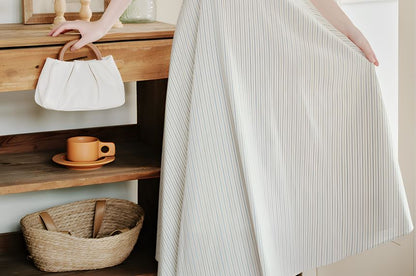 Halter Collar Striped Maxi A-Line Dress / Plain Lettuce Edge Cardigan / Set