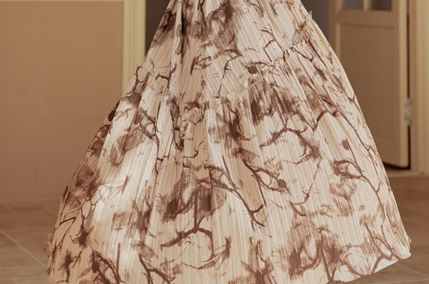 Plain Faux Leather Single-Breasted Jacket /Spaghetti Strap Tie Dye Midi Sundress / Set