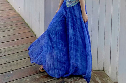 Floral Asymmetrical Cami Top / High Waist Plaid Wide Leg Pants / Set