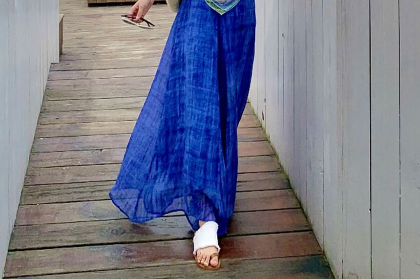 Floral Asymmetrical Cami Top / High Waist Plaid Wide Leg Pants / Set