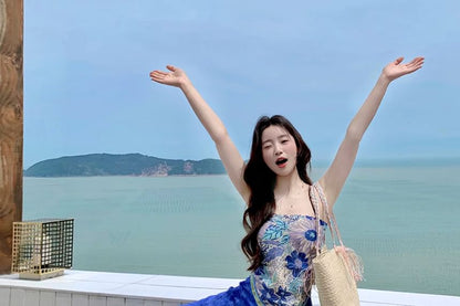 Floral Asymmetrical Cami Top / High Waist Plaid Wide Leg Pants / Set