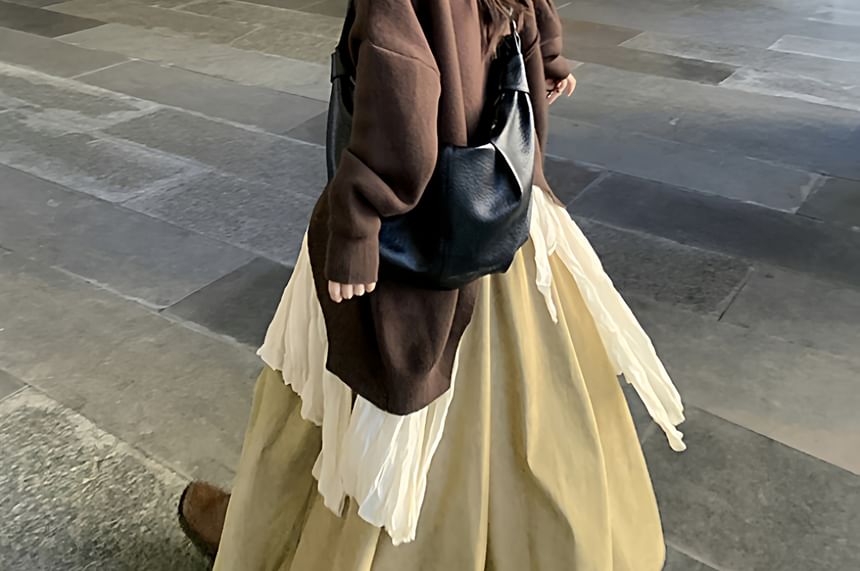 Plain Asymmetrical Sweater / Plain Long Shirt / High Waist Plain Wide Leg Pants / Set