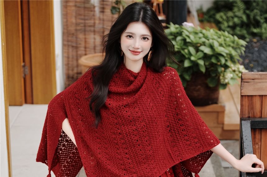 Sleeveless V-Neck Plain Maxi A-Line Dress / Tassel Cardigan / Set