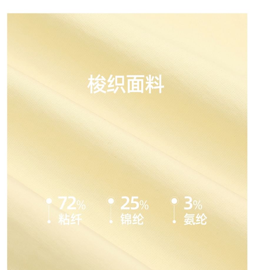 Set: Long-Sleeve V-Neck Plain Beaded Tie Front Blouse + High Waist Midi A-Line Skirt